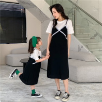 Mother woman dress fake two-piece dress 2022 summer dress new long dress Chaoyang girl Long dress with little fragrant wind kinder