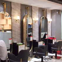 Barber shop mirror Hair salon special net red hair mirror Stainless steel floor rose gold mirror hair cutting mirror