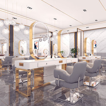 Harpers Bazaar net red hair mirror Light luxury marble double-sided mirror Four-sided mirror Hair salon special barber shop hair cut hot dye mirror