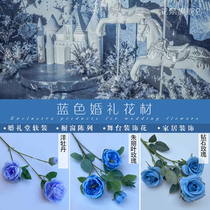 Blue Ensemble Theme Emulation Flower Wedding Hall Road Guide Flower Arrangement Decoration Silk Flowers Fragrant Nai Flowers Embroidered bum