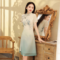 Cheongsam 2021 new item young girl temperament Odai modified dress Chinese style chiffon skirt everyday summer