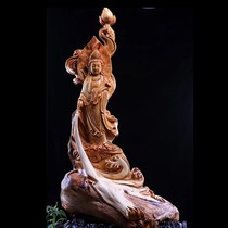 Taihang cliff root carving ornaments living room Guanyin aging material wood carving log root log carving crafts old material
