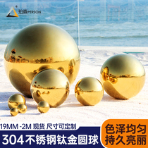 Stainless steel ball Hollow ball Christmas ball Titanium plated gold light decorative ball Feng Shui ball ornaments Mirror with seat ball