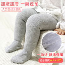 Baby leggings plus velvet thickened autumn and winter children big pp baby pantyhose one-piece girl pair