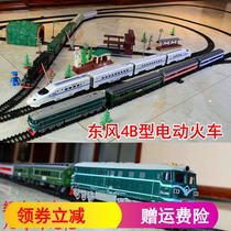 Ultra-long track small train Dongfeng 4B green leather train high-speed rail electric track simulation train model toy