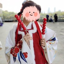 Sugar gourd props simulation fake icing sugar gourd model abrasive tool sample fruit candied gourd string hanging decoration stage wedding dress