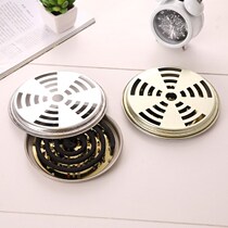 Household large mosquito coil box with lid Mosquito coil rack mosquito coil stove tray fireproof mosquito coil box creative gray plate bracket