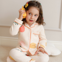 Childrens pajamas autumn and winter pure cotton girl jacket cotton baby home clothing Spring and autumn plus thick parent-child suit