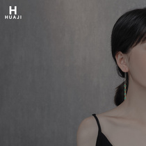 Floral Mother Green ear line Female retro port Wind Hepburn Small crowdsourced design Delicate Earrings Round Face with Delicate Earrings Accessories Summer