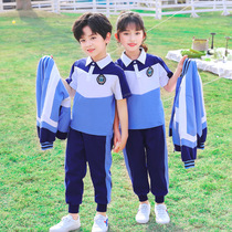 Childrens school uniform Primary school first grade class uniform Spring and autumn clothing Blue sportswear school uniform skirt suit Kindergarten garden suit