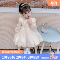  Girls  dresses 2021 new spring and autumn net red Western style childrens gauze skirts female baby princess skirts childrens autumn clothes