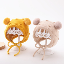 Baby hat autumn and winter cute super cute cotton baby baby ear wool hat winter newborn boys and girls