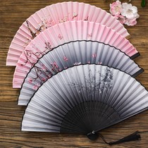 Fan folding fan Chinese style ancient style female Japanese small retro cloth summer dance dance folding classical costume tassel