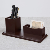 Wooden business card holder business card shelf setting table desktop business card holder card storage box office belt pen holder customization