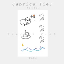 Caprice Pie) cute teeth dog Cupcake hand-painted Tattoo stickers Tattoo