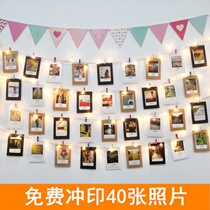 Print photos to do photo wall lanyard-free bedroom living room decoration hemp rope creative Net Red birthday layout
