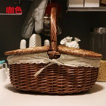 Large Wicker rattan cleaning basket hotel PA cleaning basket picnic basket shopping basket property tool basket