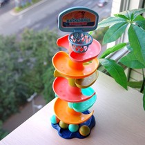 Baby children turn around music track sliding ball tower shooting seven-layer rolling basketball stacking music puzzle fun baby toy