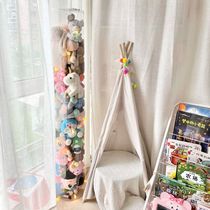 Childrens Hair Doll Doll cloth stuffed plush toy dolls storage artifact finishing box barrel barrel column basket box transparent