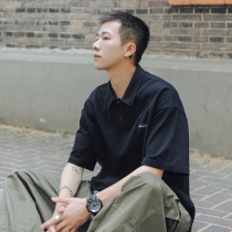 Summer polo shirt mens short sleeves Tide brand loose trend mens Japanese casual solid color clothes lapel T-shirt half sleeves