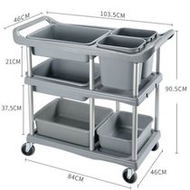 Three-tier tableware cart hotel restaurant mobile dining cart trolley service cart collection basin collection bowl cart hanging bucket