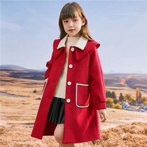 Girl child Daughter Jacket 2021 New Autumn Winter Clothing Great Boy Foreign Air Red Children With Long Thickened Fur Coat