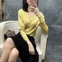 Knitted Cardigan 2021 early autumn new vintage single-breasted sweater French temperament early autumn long sleeve bottoming top