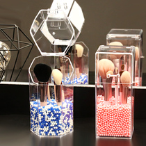 Makeup brush storage bucket dustproof belt cover large capacity carrying storage box with pearl eye shadow eyebrow pen beauty storage tube