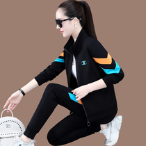 Sports suit women spring and autumn 2021 new fashion foreign style Korean version thin loose running clothes casual three-piece set