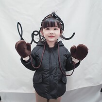 Japanese children plus velvet padded gloves outdoor skiing with cashmere warm men and women baby gloves winter tide