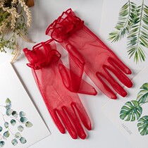 (Multi-color) Bride Gloves Stage Xiuhe Wedding Wedding Dress Cheongsam Thin Short Red Wedding Performance