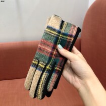 Day single touch screen five-finger symmetrical grid chandelbird grid simple student female winter riding driving warm gloves