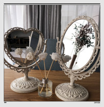 Simple European dressing dormitory beauty mirror mirror swing love makeup mirror Desktop double-sided table mirror Bedroom room relief
