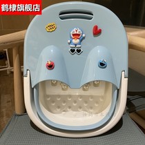 Japanese dormitory foldable plastic foot bucket home thickened massage foot bucket cute health foot bath tub with cover