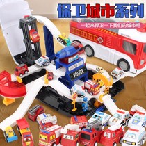 Baby deformation storage parking lot engineering mixer excavator fire crane aircraft boy car toy