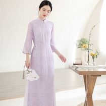 Autumn 2021 New Chinese style literary retro dress improved cheongsam tea clothing light simple women dress