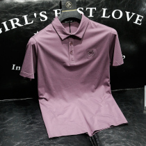 Solid color business casual fashion top European station mens fashion brand slim lapel polo shirt 2021 summer T-shirt