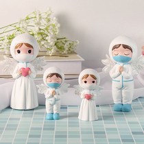 Creative resin crafts ornaments cute white clothes angel ornaments warm guard night lights home accessories ornaments
