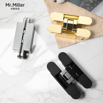 Invisible hinge hidden door hinge three-dimensional adjustable solid wood invisible door flap embedded hidden cross hinge