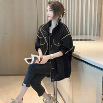 Stand-up collar tooling black baseball uniform jacket womens casual foreign style jacket hot style autumn and winter 2022 new European station