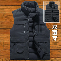 Outdoor multi-bag horse clip waistcoat thickened vest stand collar windproof warm cotton vest mens coat autumn and winter tooling