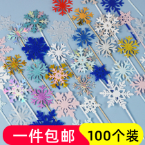 2021 Christmas snowflake birthday cake decoration ornaments insert card Net Red Princess plug-in Frozen accessories