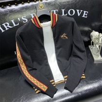 Mens 2021 autumn new embroidered knitted cardigan Korean slim fashion zipper long-sleeved sweater jacket tide brand