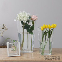 Light extravagant acrylic wake-up flower bucket with bubble flowers plastic home flower shop special professional square transparent large