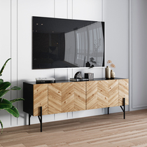 Nordic TV cabinet Modern simple Wrought iron solid wood furniture Dining room dining side cabinet Living room bedroom entrance cabinet customization