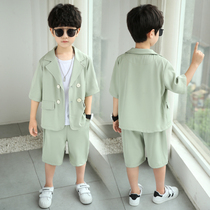 Boy suit suit suit childrens short sleeve suit male baby British style summer thin boy casual dress formal