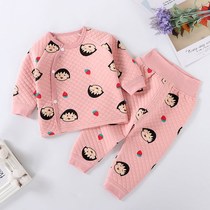 Baby cotton high waist belly warm set childrens underwear clip cotton autumn clothes autumn pants baby winter padded set
