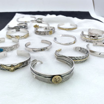 925 Sterling Silver Gao Qiao Retro Personality Kitty Eagle Flat Feather Bracelet Fashion Male and Female Open Bracelet