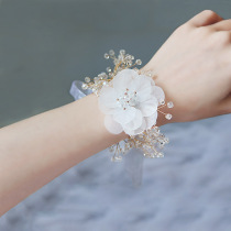 Wedding wrist flower bride bridesmaid sister group hand flower wedding beautiful children dance Hanfu bracelet flower crystal