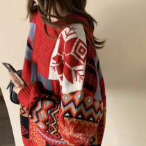  Tops womens 2021 autumn and winter new fried street sweaters burst ins Hong Kong style retro loose gentle wind knitwear
